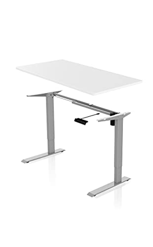 - AGIL - Elektrisch Höhenverstellbarer Schreibtisch - Graues Singlemotor Gestell & weißer Tischplatte 120x60 cm - Memory Funktion - Ergonomischer Schreibtisch für Kinder und Erwachsene - 2