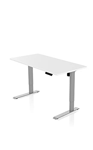 - AGIL - Elektrisch Höhenverstellbarer Schreibtisch - Graues Singlemotor Gestell & weißer Tischplatte 120x60 cm - Memory Funktion - Ergonomischer Schreibtisch für Kinder und Erwachsene - 1