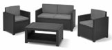 "Allibert by Keter" Gartenlounge Set Monaco, graphit/cool grey, 4tlg., inkl. Sitz- und Rückenkissen, Kunststoff, flache Rattanoptik - 1