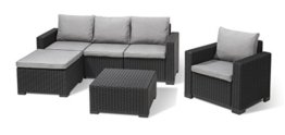 "Allibert by Keter" Gartenlounge Set Moorea, graphit/panama cool grey, 4tlg., inkl. Sitz- und Rückenkissen, Kunststoff, runde Rattanoptik - 1