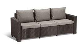 Allibert by Keter Gartenlounge Sofa California 3-Sitzer, graphit/panama cool grey, inkl. Sitz- und Rückenkissen, Kunststoff, runde Rattanoptik, 199 x 68 x 72 cm - 1