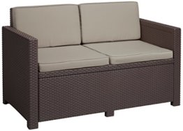 "Allibert by Keter" Gartenlounge Sofa Victoria, braun/taupe, 2-Sitzer, inkl. Sitz- und Rückenkissen, Kunststoff, flache Rattanoptik - 1