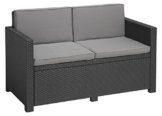 "Allibert by Keter" Gartenlounge Sofa Victoria, graphit/cool grey, 2-Sitzer, inkl. Sitz- und Rückenkissen, Kunststoff, flache Rattanoptik - 1