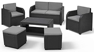 Allibert Modena Lounge Set, graphit/cool grey (poly cotton Kissen) + Cube w Hocker, graphite/cool grey (poly cotton cushion) - 1