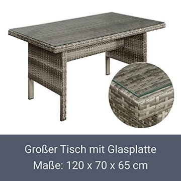 ArtLife Polyrattan Lounge Set Santa Catalina beige-grau – Gartenmöbel-Set mit Ecksofa, Tisch, 2 Hocker, Kissen - Sitzgruppe wetterfest bis 6 Personen - 5