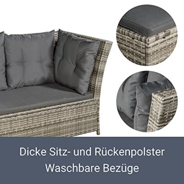 ArtLife Polyrattan Lounge Set Santa Catalina beige-grau – Gartenmöbel-Set mit Ecksofa, Tisch, 2 Hocker, Kissen - Sitzgruppe wetterfest bis 6 Personen - 7