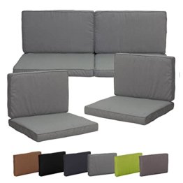 Beo Lounge Auflagen Set Monaco | Made in EU | 8 Polster Gartenmöbel atmungsaktiv | Maschinenwaschbare Sitzauflagen für Rattanmöbel | Passend für Allibert Lounge-Möbel | Lounge Kissen Hell-Grau - 1