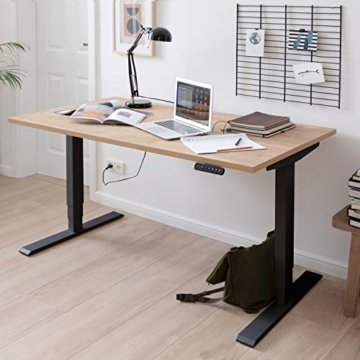 boho office® homedesk - elektrisch stufenlos höhenverstellbares Tischgestell in Schwarz mit Memoryfunktion, inkl. Tischplatte in 160 x 80 cm in Wildeiche - 6