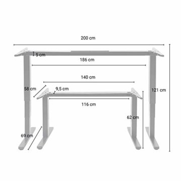 boho office® Premium Line - TÜV geprüfter, elektrisch stufenlos höhenverstellbarer Schreibtisch in Schwarz (RAL9005) mit Kollisionschutz, Memoryfunktion und Softstart/Stop Funktion ohne Tischplatte - 3