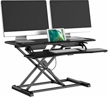 bonVIVO Höhenverstellbarer Schreibtisch-Aufsatz 95 x 40 - Sit-Stand-Erhöhung Macht Jede Workstation zum Standing Desk - Belastbar bis 15 kg - Schwarz - 1