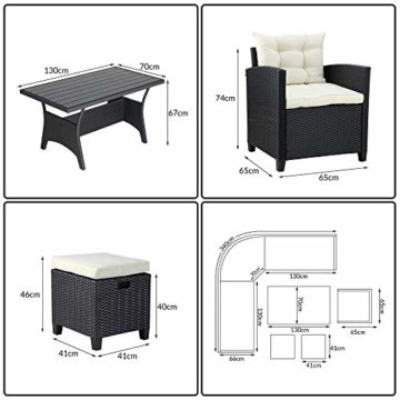 Casaria Poly Rattan Sitzgruppe Porto WPC Esstisch Auflagen Kissen Wetterfest Outdoor Sitzgarnitur Ecklounge Gartenmöbel - 8