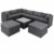 Casaria Polyrattan Lounge Set XXL mit Auflagen Kissen Tisch Glasplatte Kombinierbar Gartenmöbel Ecklounge Schwarz Grau - 1