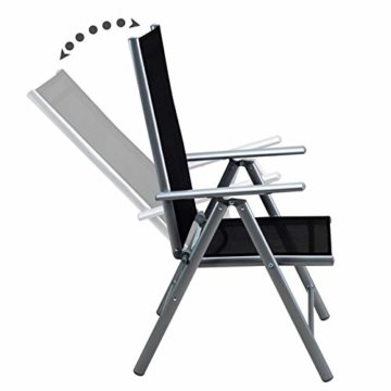 Casaria Sitzgruppe Bern 6+1 Aluminium 7-Fach verstellbare Hochlehner Stühle Milchglas Tisch Silber Gartenmöbel Set - 3