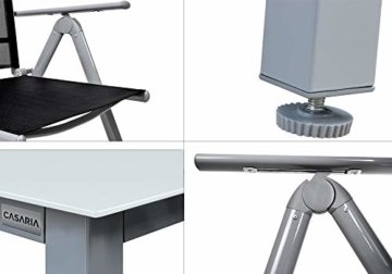 Casaria Sitzgruppe Bern 6+1 Aluminium 7-Fach verstellbare Hochlehner Stühle Milchglas Tisch Silber Gartenmöbel Set - 6