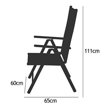 Casaria Sitzgruppe Bern 6+1 Aluminium 7-Fach verstellbare Hochlehner Stühle Milchglas Tisch Silber Gartenmöbel Set - 7