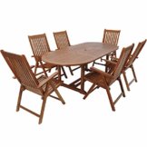 Casaria Sitzgruppe Vanamo 6+1 FSC®-zertifiziertes Eukalyptusholz klappbar 7-TLG Tisch Sitzgarnitur Holz Gartenmöbel Garten Set - 1