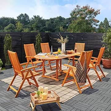 Casaria Sitzgruppe Vanamo 6+1 FSC®-zertifiziertes Eukalyptusholz klappbar 7-TLG Tisch Sitzgarnitur Holz Gartenmöbel Garten Set - 4