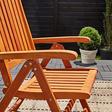 Casaria Sitzgruppe Vanamo 6+1 FSC®-zertifiziertes Eukalyptusholz klappbar 7-TLG Tisch Sitzgarnitur Holz Gartenmöbel Garten Set - 5