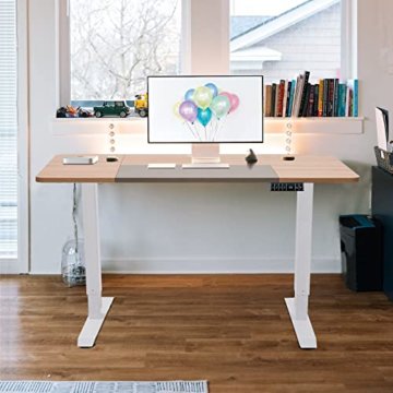 DCHOUSE höhenverstellbarer Schreibtisch elektrisch - Bequem und Schmerzfrei von Zuhause Arbeiten - Gaming Tisch (Weißes Gestell + 120x60 Weiß Ahorn Tischplatte) - 9