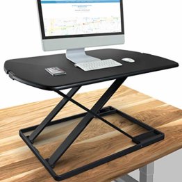 Deskfit 3in1 höhenverstellbarer Schreibtisch-Aufsatz 80cm | Stufenlose Pneumatik Gasfeder, hochwertige Stahl Sitz-Steh Workstation, stabile Doppel-X Konstruktion, Laptoptisch | DF50 Monitorständer - 1