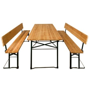 Deuba Bierzeltgarnitur mit Lehne Breiter Tisch 170x70cm Holzgarnitur Bierzelt Festzeltgarnitur Sitzgruppe Sitzgarnitur - 3