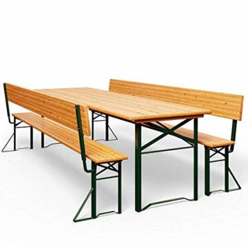 Deuba Bierzeltgarnitur mit Lehne Breiter Tisch 170x70cm Holzgarnitur Bierzelt Festzeltgarnitur Sitzgruppe Sitzgarnitur - 1