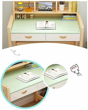 DSHUJC Massivholz Höhenverstellbare Kinder Schreibtisch und Stuhl Set Student Schreibtisch mit ausziehbarer Schublade Aufbewahrung, Federmäppchen, Bücherständer | Kids - 6