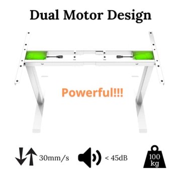 E.For.U® E7 Elektrisch höhenverstellbarer Schreibtisch, höhenverstellbares Tischgestell mit 2 Motoren, 2-Fach-Teleskop, Memory-Steuerung (Weiß), mit 140x80 cm Tischplatte (Buche) - 3