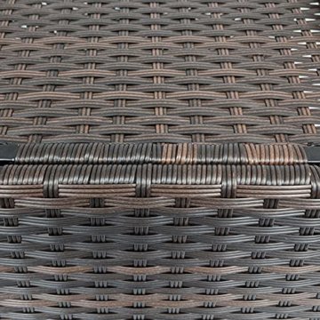 Eleganter Polyrattan Beistelltisch mit Tischglasplatte und Ablagefläche, 50x50cm - Braun - Gartentisch Teetisch Gartenmöbel Rattanmöbel - 5