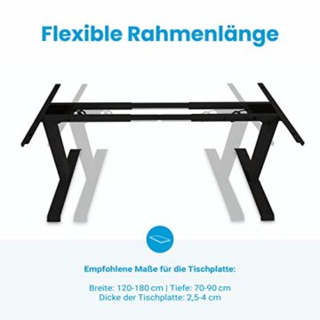 Ergotopia Desktopia Lite, höhenverstellbarer Schreibtisch, elektrisch höhenverstellbares Tischgestell mit Memory Funktion, Kollisionsschutz und 5 Jahren Garantie (Schwarz) - 2