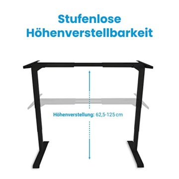 Ergotopia Desktopia Lite, höhenverstellbarer Schreibtisch, elektrisch höhenverstellbares Tischgestell mit Memory Funktion, Kollisionsschutz und 5 Jahren Garantie (Schwarz) - 7