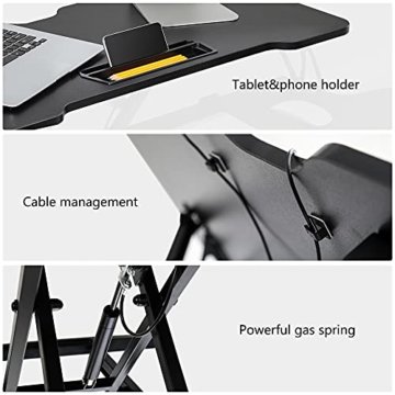 Fenge Stehpult Höhenverstellbarer Schreibtischaufsatz mit Tastaturablage 36'' Schwarz Stehpult aufsatz Schreibtisch - 3