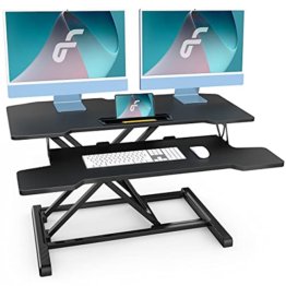 Fenge Stehpult Höhenverstellbarer Schreibtischaufsatz mit Tastaturablage 36'' Schwarz Stehpult aufsatz Schreibtisch - 1
