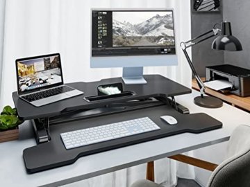 Fenge Stehpult Höhenverstellbarer Schreibtischaufsatz mit Tastaturablage 36'' Schwarz Stehpult aufsatz Schreibtisch - 5