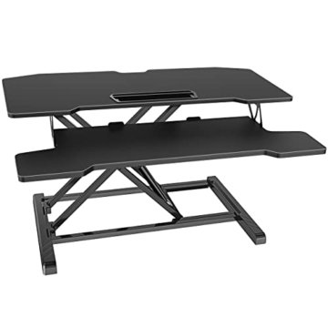 Fenge Stehpult Höhenverstellbarer Schreibtischaufsatz mit Tastaturablage 36'' Schwarz Stehpult aufsatz Schreibtisch - 7