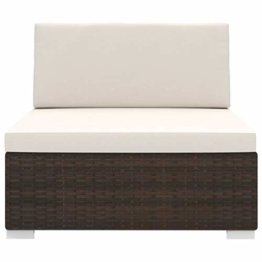 Festnight Mittelsofa Sofa Gartensofa Rattansofa Rattanmöbel Lounge mit Auflagen Poly Rattan Braun 70 x 70 x 52,5 cm - 1