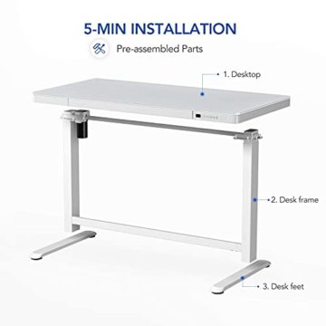 Flexipot Elektrisch Höhenverstellbarer Schreibtisch mit Touch Funktion & USB, Elektrischer Schreibtisch, Glas Tischplatte - 2