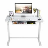 Flexipot Elektrisch Höhenverstellbarer Schreibtisch mit Touch Funktion & USB, Elektrischer Schreibtisch, Glas Tischplatte - 1