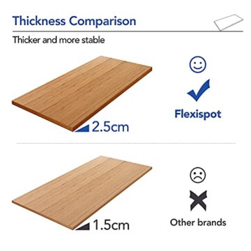 Flexispot E1 Elektrisch Höhenverstellbarer Schreibtisch mit Tischplatte 2-Fach-Teleskop, mit Memory-Steuerung (140 x 70 cm, Bamboo+weiß) - 3