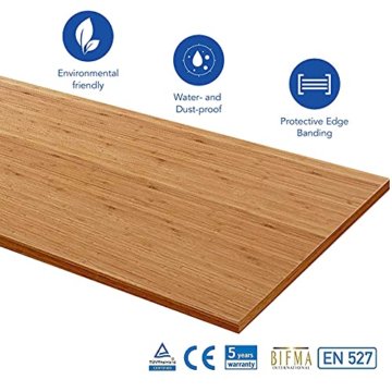 Flexispot E1 Elektrisch Höhenverstellbarer Schreibtisch mit Tischplatte 2-Fach-Teleskop, mit Memory-Steuerung (140 x 70 cm, Bamboo+weiß) - 6