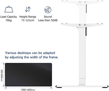 FLEXISPOT E1W Höhenverstellbarer Schreibtisch Esstisch Elektrisch höhenverstellbares Tischgestell 2-Fach-Teleskop, mit Memory-Steuerung (Weiss) - 3