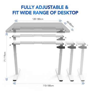 Flexispot EB2W Höhenverstellbarer Schreibtisch Elektrisch höhenverstellbares Tischgestell, passt für alle gängigen Tischplatten. Mit Memory-Steuerung und Softstart/-Stop - 4
