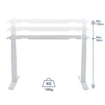 Flexispot Höhenverstellbarer Schreibtisch, Stahl, weißes Gestell, E6W-EU - 3
