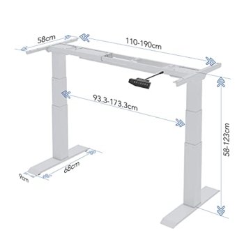 Flexispot Höhenverstellbarer Schreibtisch, Stahl, weißes Gestell, E6W-EU - 5