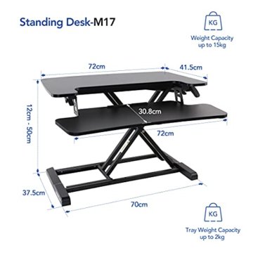 Flexispot Sitz Steh Schreibtisch Stehpult Höhenverstellbarer Schreibtisch Schreibtischaufsatz Computertisch (Breite: 72 cm) - 4