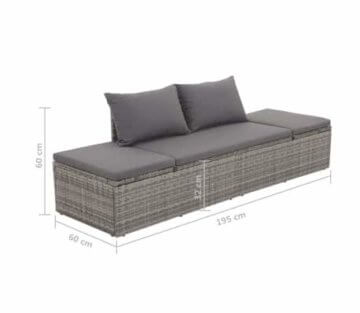 Gartenbett, Garten Multifunktions-Sofa, Gartensofa, Gartenliege, Dick gepolstert, 76,8 Zoll x 23,6 Zoll x 23,6 Zoll, Poly Rattan - 6