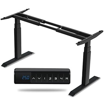 HAIAOJIA Höhenverstellbarer Schreibtisch Elektrisch Load 125 kg Höhenverstellbar Tischgestell 2 Motoren 3-Bühne Standing Desk Sitz-steh-Schreibtisch mit 4 Memory Funktion (Schwarz) - 1