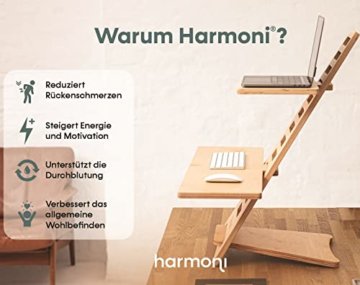 Harmoni Stehpult aus Holz - Laptop Schreibtischaufsatz höhenverstellbar Computertisch – Ständer für Tisch Erhöhung Büro Home Office - 4