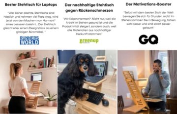 Harmoni Stehpult aus Holz - Laptop Schreibtischaufsatz höhenverstellbar Computertisch – Ständer für Tisch Erhöhung Büro Home Office - 6