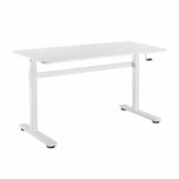 HOKO® Ergo-Work-Table KOMPAKT. Höhenverstellbarer Schreibtisch KOMPLETT MIT TISCHPLATTE 140 x 60cm Weiß. Bedienung mit Handkurbel. Ergonomisches Arbeiten im Sitzen und im Stehen - 1